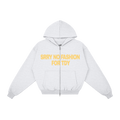 "NO FASHUN TDY" zip-up hoodie YELLOW
