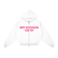 "NO FASHUN TDY" zip-up hoodie PINK