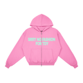 "NO FASHUN TDY" zip-up hoodie TEAL
